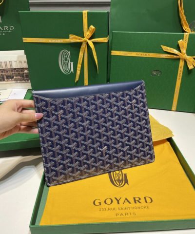 Replica Goyard Camond Pouch Dark Blue - designer handbag clone