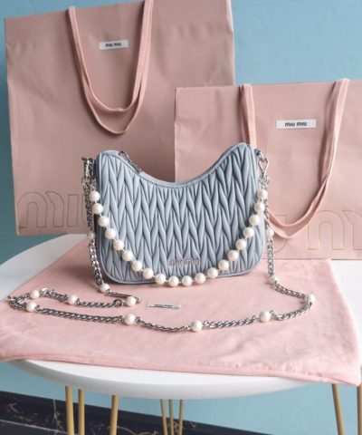 Replica Miu Miu Matelassé Pearl Blue