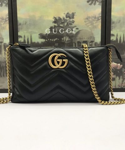 Replica Gucci Marmont Matelasse Wallet On Chain Black - affordable luxury replica bag