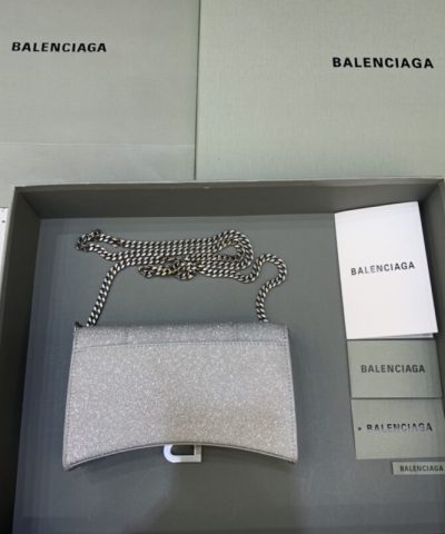 Replica Balenciaga Hourglass On Chain Shine Silver - 1:1 premium replica handbag