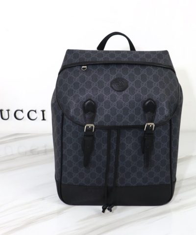 Replica Gucci Interlocking Double G Backpack Black - top-grade luxury bag dupe
