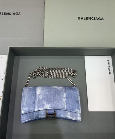 Replica Balenciaga Hourglass On Chain Denim - premium superclone handbag