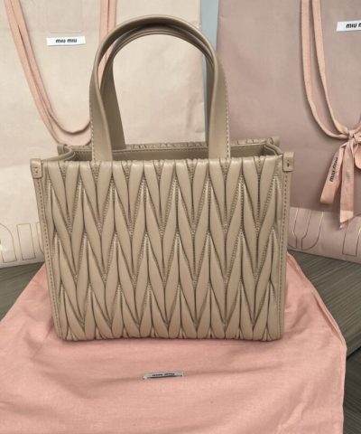 Replica Miu Miu Matelassé Tote Brown - affordable luxury replica bag