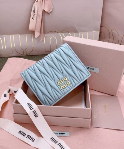 Replica Miu Miu Pocket Wallet Light Blue