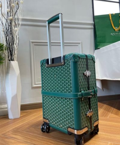 Replica Goyard Bourget Travel Suitcase Green - 1:1 premium replica handbag