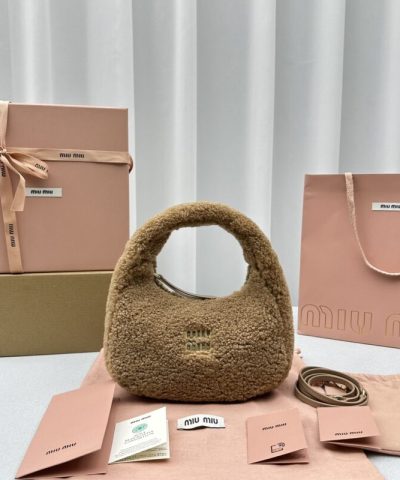 Replica Miu Miu Wander Wool Brown - top-grade luxury bag dupe