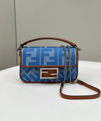 Replica Fendi Baguette Small Denim Blue