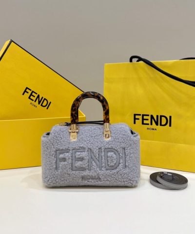 Replica Fendi By The Way Boston Blue Wool - 1:1 premium replica handbag