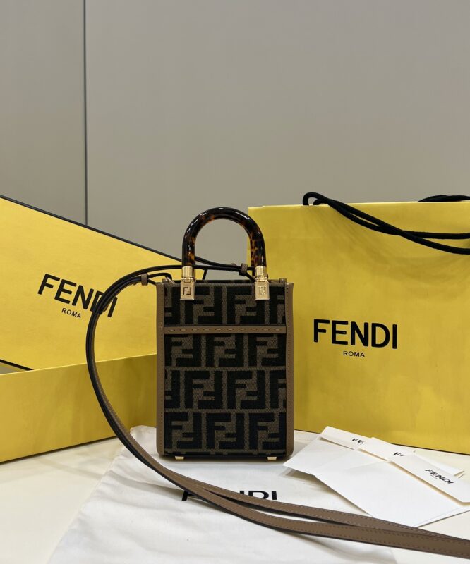 Replica Fendi Mini Tote Brown Canvas