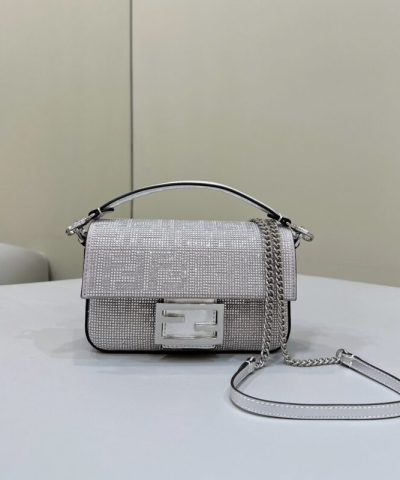 Replica Fendi Baguette Silver Diamond