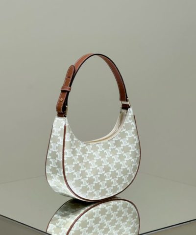 Replica Celine Triomphe Moon Bag White