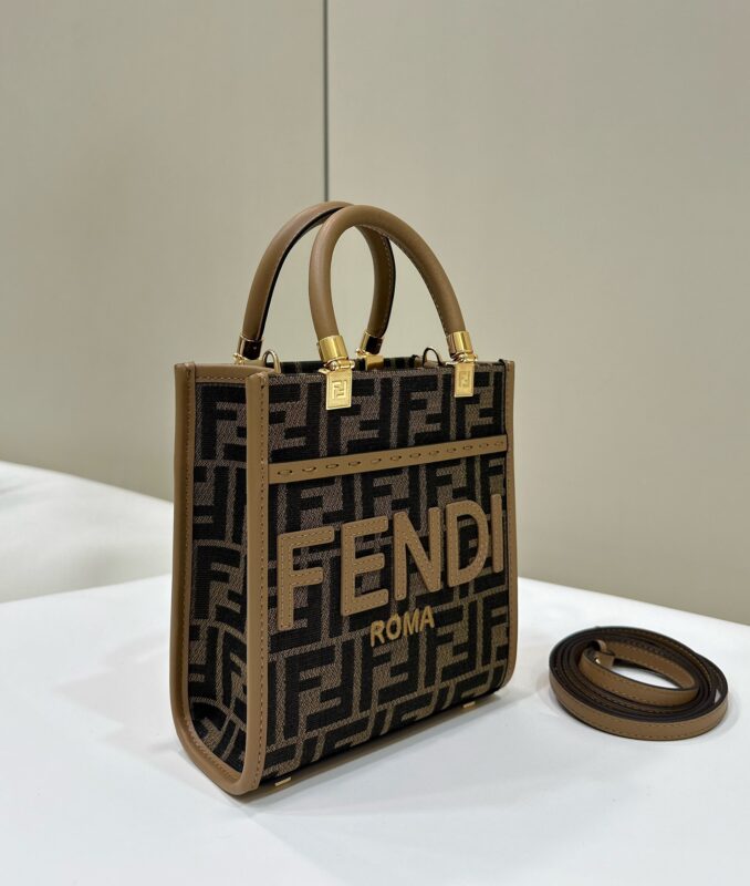 Replica Fendi Mini Tote Brown Monogram - premium superclone handbag