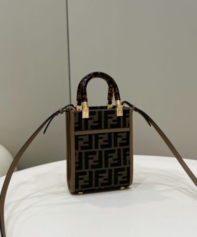 Replica Fendi Mini Tote Brown Canvas - 1:1 premium replica handbag