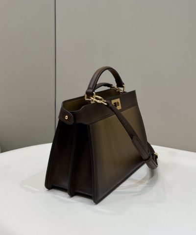 Replica Fendi Peekaboo Large Dark Brown - 1:1 premium replica handbag