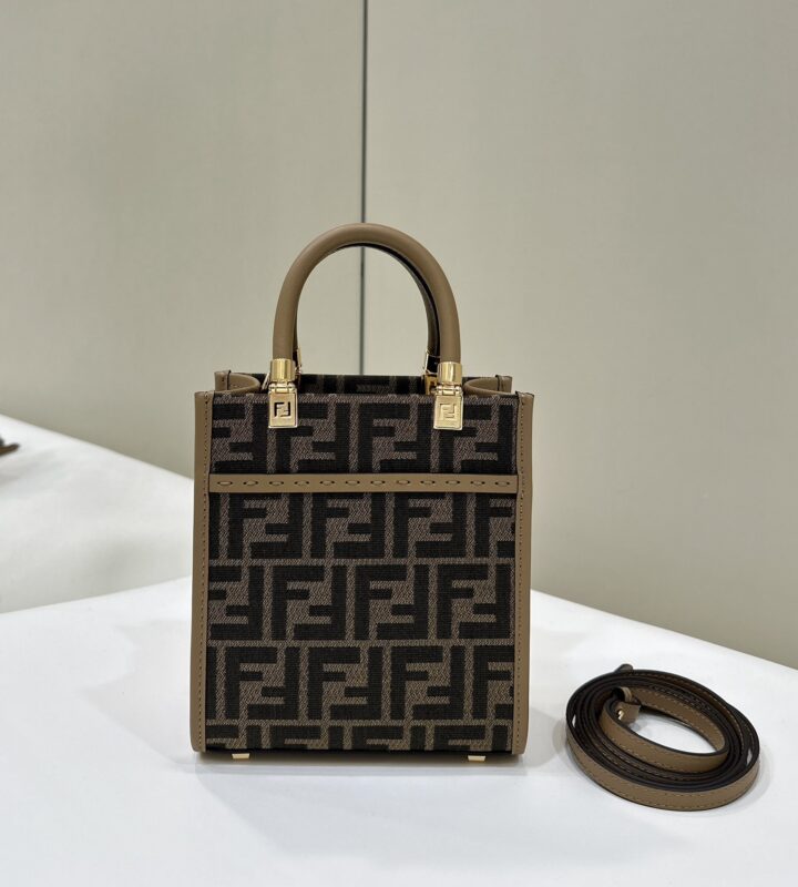 Replica Fendi Mini Tote Brown Monogram - 1:1 premium replica handbag