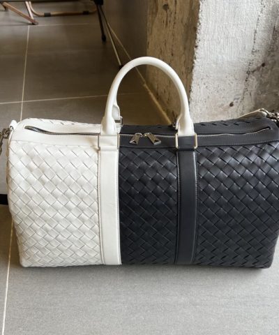 Replica Bottega Veneta Travel Bag Black White - top-grade luxury bag dupe