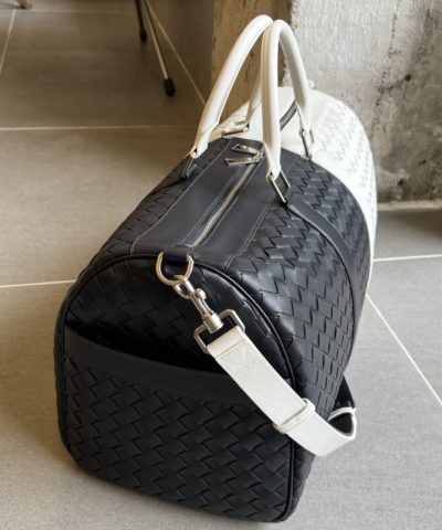 Replica Bottega Veneta Travel Bag Black White - affordable luxury replica bag