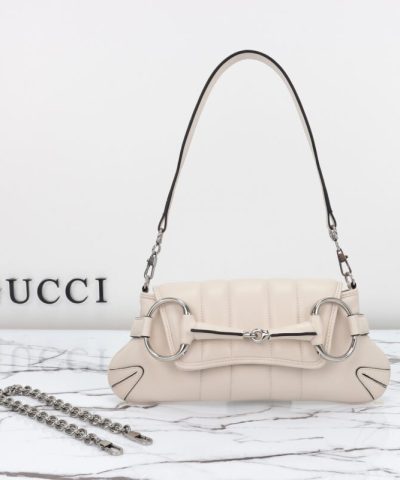 Replica Gucci Horsebit Chain Shoulder Bag White - premium superclone handbag