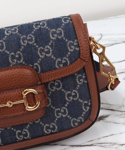 Replica Gucci Horsebit 1955 Double G Mini Denim - designer handbag clone