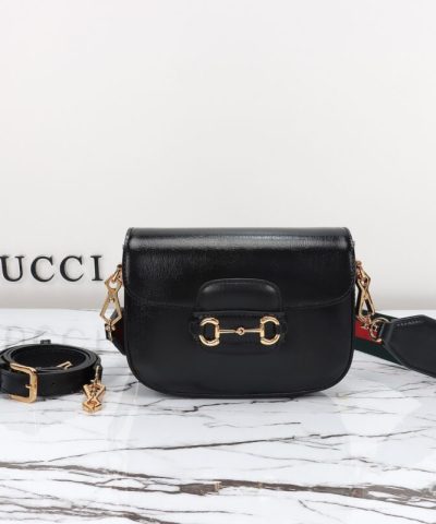 Replica Gucci Horsebit 1955 Double G Mini Black - top-grade luxury bag dupe