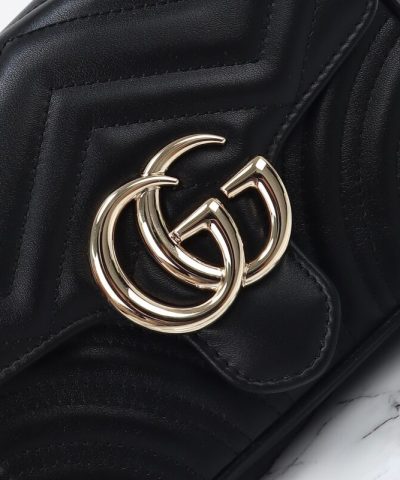 Replica Gucci Marmont Mini Top Handle Black - elite factory replica handbag