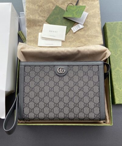 Replica Gucci G Ophidia Clutch Grey - designer handbag clone