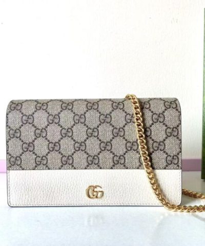Replica Gucci GG Marmont Chain Bag White - elite factory replica handbag