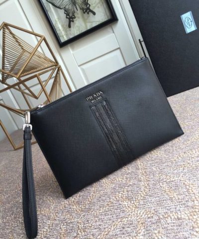 Replica Prada Large Pouch Black - affordable luxury replica bag