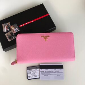 Replica Prada Saffiano Long Zipper Wallet Pink - 1:1 premium replica handbag