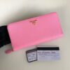 Replica Prada Saffiano Long Zipper Wallet Pink
