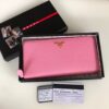 Replica Prada Saffiano Long Zipper Wallet Pink