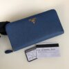 Replica Prada Saffiano Long Zipper Wallet Blue - premium superclone handbag