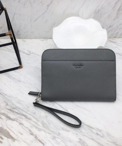 Replica Prada Saffiano New Pouch Grey