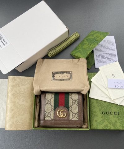 Replica Gucci Ophidia Compact Brown Wallet - high-end replica designer purse