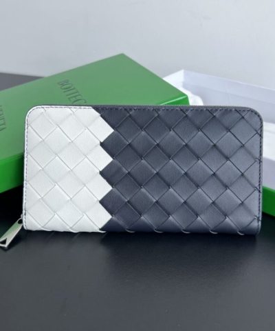 Replica Bottega Veneta Zip Long Wallet White&Blue - premium superclone handbag