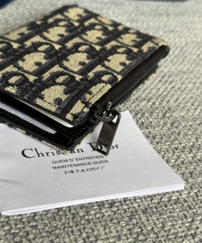 Replica Dior Zipper Card Holder White