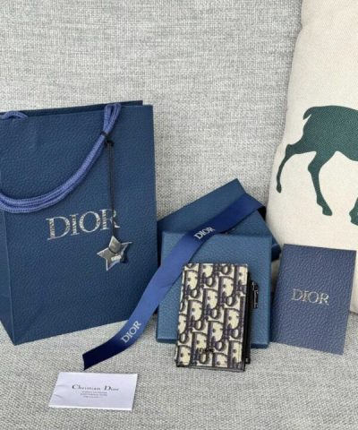 Replica Dior Zipper Card Holder White