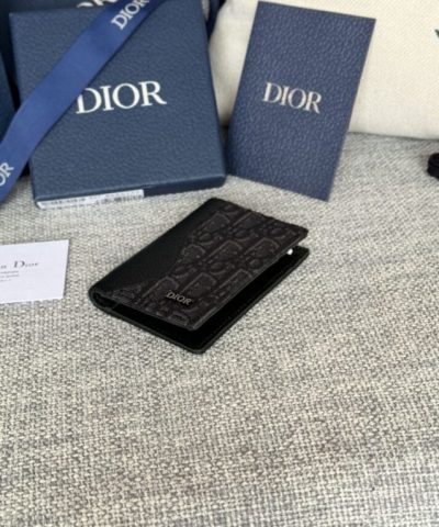 Replica Dior Bi Fold Card Holder Oblique Black - 1:1 premium replica handbag