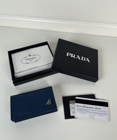 Replica Prada Saffiano Wallet Blue