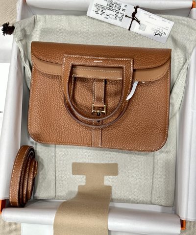 Replica Hermès Halzan Brown - top-grade luxury bag dupe