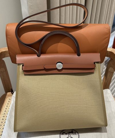 Replica Hermès Herbag 31Cm Brown Canvas