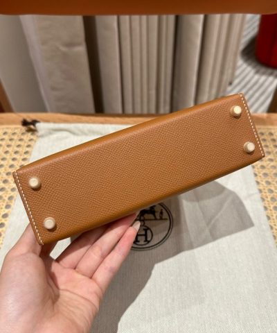 Replica Hermès Kelly Brown Epsom Gold - affordable luxury replica bag